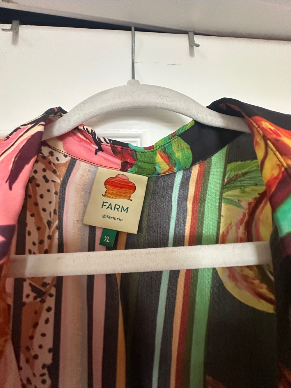 FARM Rio Mixed Scarves Colorful Long Sleeve Button Front Shirtdress - Picture 2 of 5